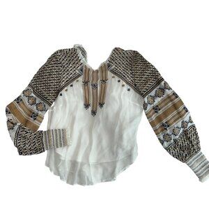 Veronica Beard NEW black gold embroidered ukrainian tunic top S